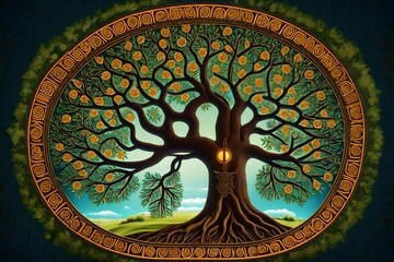 **biblical tree of life. mythological symbol of paradise.