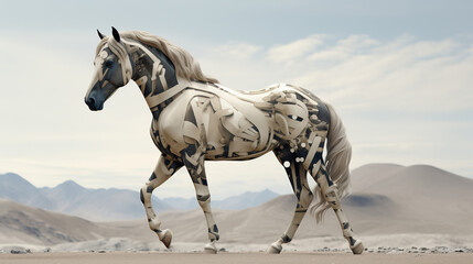 Horse in body art style, airbrush, airbrush painting, airbrush painting, pop art, art