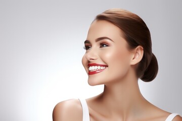 woman with beautiful smile white teeth