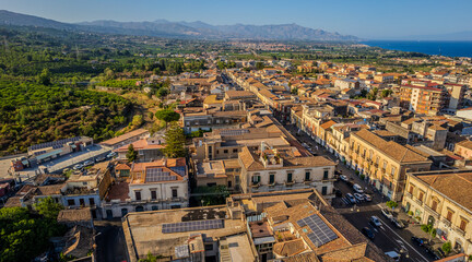 Aerial View of Giarre, Catania, Sicily, Italy, Europe