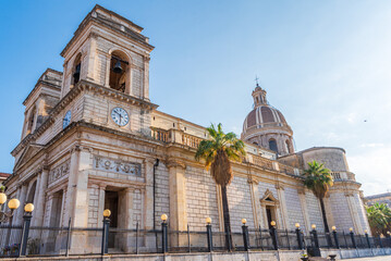 Facade of Giarre Cathedral, Catania, Sicily, Italy, Europe