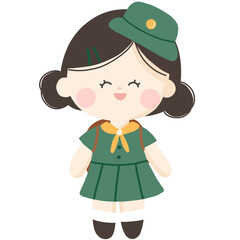cute girl scout happy illustration