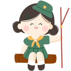 Cute girl scout sitting illustration