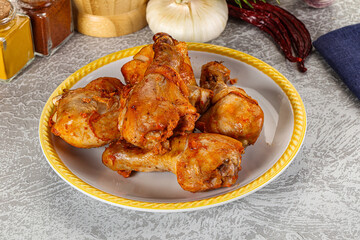 Raw marinated chicken drumstick for cooking