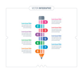 pencil, education infographic template. web, internet, annual report, magazine infographic template. eight option information template