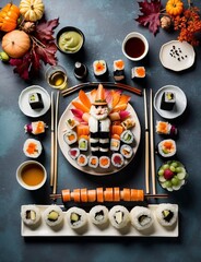 A Delicious Spread of Sushi and Other Tasty Treats