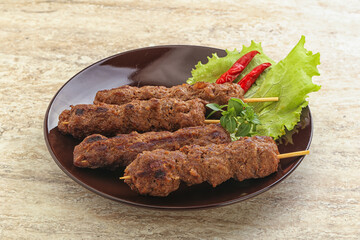 Beef kebab skewer minced meat