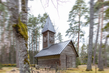 
Old wooden church in the cemetery