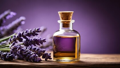 Obraz na płótnie Canvas Essential aromatic oil with lavender flowers - natural remedies, aromatherapy, calm and relaxation concept