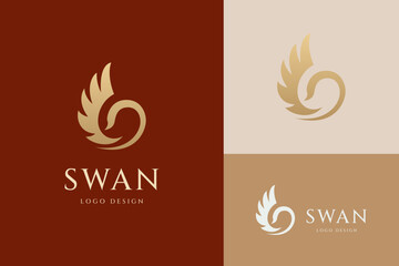 Elegant swan logo icon. Luxury vector illustration design template.