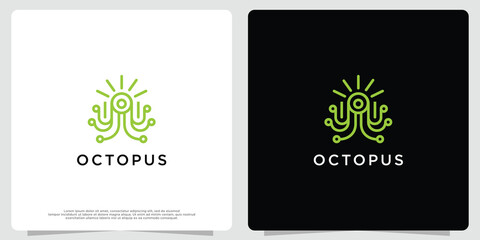 Octopus vector logo, made with lines - obrazy, fototapety, plakaty