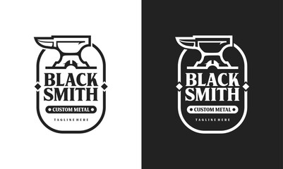 Anvil blacksmith logo design tamplate. Retro blacksmith illustration simple design. - obrazy, fototapety, plakaty