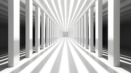 Fototapeta premium Futuristic Monochrome Tunnel with Geometric Progression