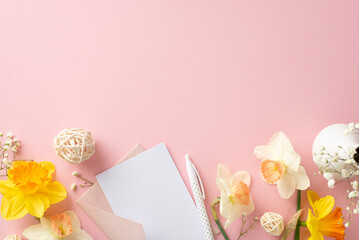 Send your affectionate words through spring-themed love letter. High-angle shot features tender...