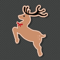 Vector gingerbread christmas cute deer  cookie design element isolated on transparent background. Vector Christmas decoration. Gingerbread cookie isolated on transparent background. 