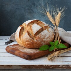Breadbasket Beauty: Wooden Table Showcasing the Art of Fresh Baking
