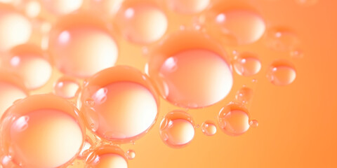 A bunch of bubbles floating on top of each other. Monochrome peach fuzz background.