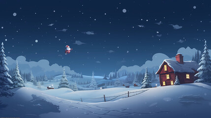 Christmas Wallpaper - Santa Happy and Jumping in Snow on a Snowy Night | Beautiful Background