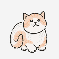 Hand drawing kitten character, cute adorable and funny vector image
