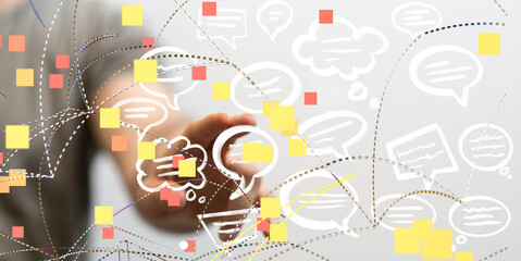 Naklejka premium Digital icons with colorful dialog speech bubbles.