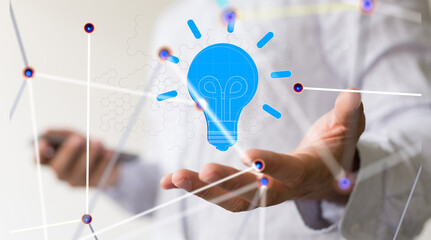 Neural network 3D illustration. Big data and cybersecurity