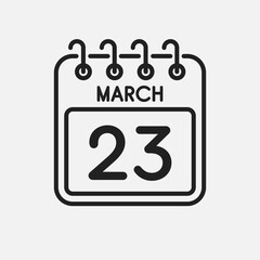 Icon page calendar day - 23 March