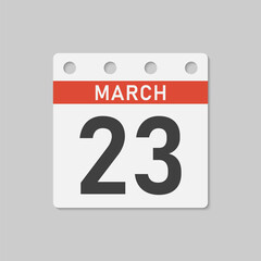Icon page calendar day - 23 March