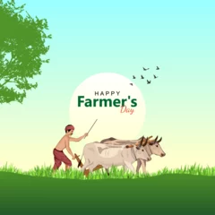 Rolgordijnen Illustration of Happy Farmers Day creative Concept © Kinkar Tiwari
