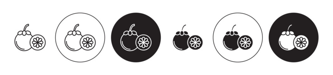 Mangosteen line icon set. Garcinia vector symbol in suitable for apps and websites UI designs. - obrazy, fototapety, plakaty