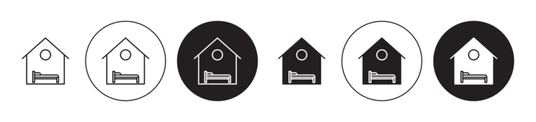 Accommodation line icon set. Homestay place vector symbol. Hostel sign in suitable for apps and websites UI designs. - obrazy, fototapety, plakaty