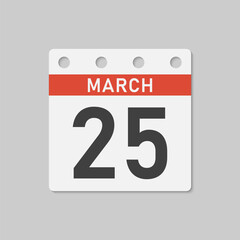 Icon page calendar day - 25 March