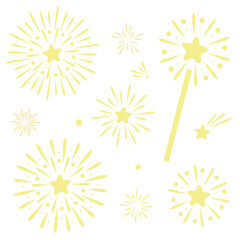 Festive holiday clip art illustration set, vector firework elements, shooting star icon sparkling starburst design