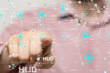 Neural network 3D illustration. Big data and cybersecurity