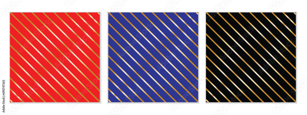 Poster abstract seamless set of golden gradient diagonal line pattern perfect for banner poster.