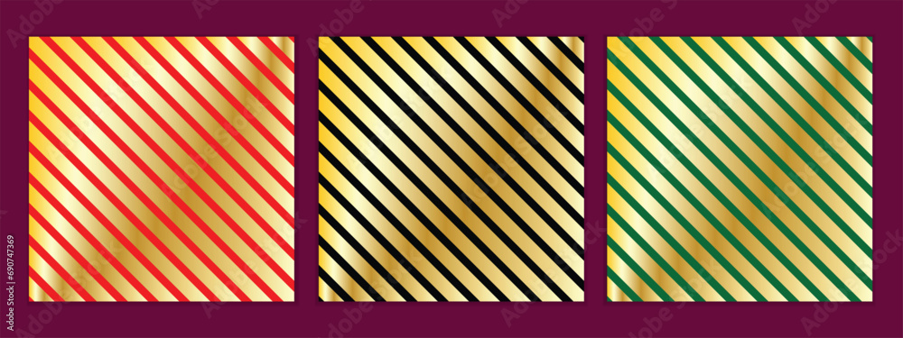 Poster abstract seamless set of golden gradient diagonal line pattern art perfect for banner poster.