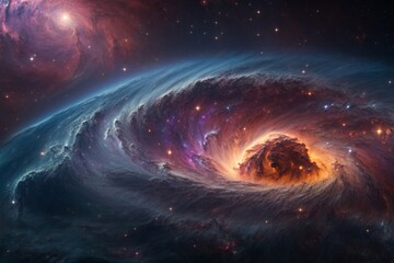 Vibrant Cosmic Odyssey Background: Illustrations of Galactic Marvels, Stars, and Nebulas in Vivid Hues