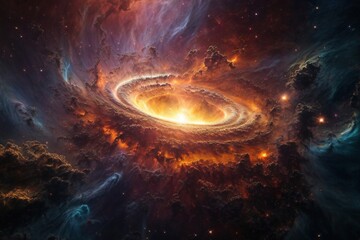 Vibrant Cosmic Odyssey Background: Illustrations of Galactic Marvels, Stars, and Nebulas in Vivid Hues