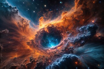 Obraz na płótnie Canvas Vibrant Cosmic Odyssey Background: Illustrations of Galactic Marvels, Stars, and Nebulas in Vivid Hues