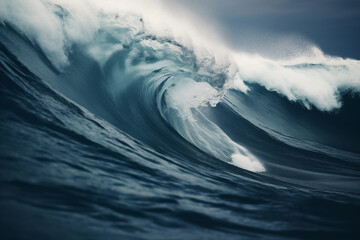 Giant waves of tsunami apocalyptic dramatic background. Generative AI - obrazy, fototapety, plakaty
