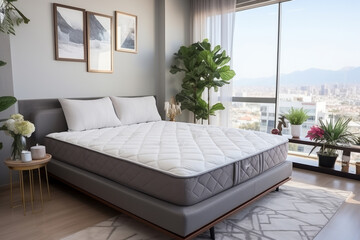 Blanket down comforter in luxury modern apartment. Generative AI
