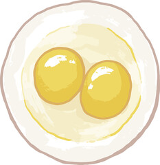 Egg illustration_circle Fried egg_double yolk_soft-boiled