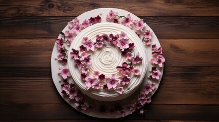 wedding cake in a wood background