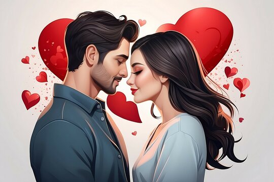 Romantic couple in a heart shape vector