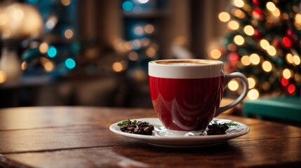 Obraz premium A Warm Cup of Coffee on a Rustic Wooden Table