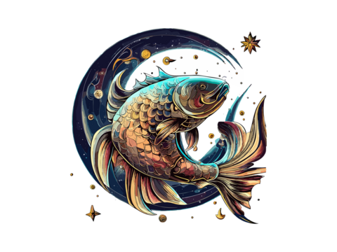 Pisces zodiac sign, astrological, horoscope symbol.  two whale fish swimming in a circle PNG Clipart