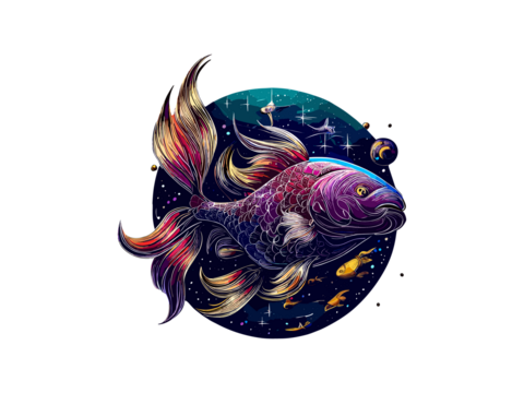 Pisces zodiac sign, astrological, horoscope symbol.  two whale fish swimming in a circle PNG Clipart