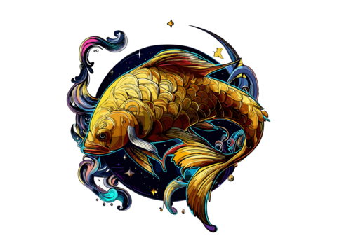 Pisces zodiac sign, astrological, horoscope symbol.  two whale fish swimming in a circle PNG Clipart