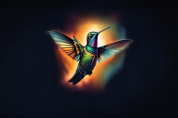 a hummingbird on a black