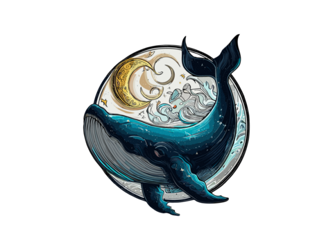 Pisces zodiac sign, astrological, horoscope symbol. two whale fish swimming in a circle PNG Clipart