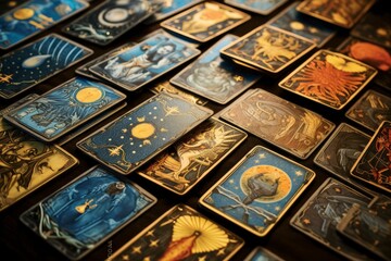tarot cards in a psychic's office - obrazy, fototapety, plakaty